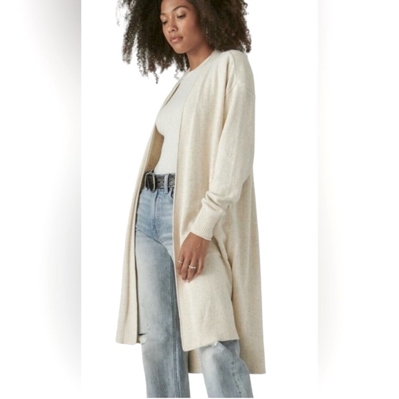 NWT Lucky Brand Cashmere Luxury Scandi-Core Long Line Patch-Pocket Cardigan - Picture 3 of 9